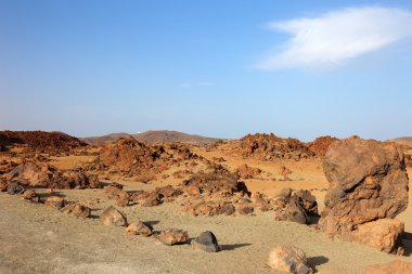 Panoramic view of volcanic desert. El Teide park, Tenerife, Cana clipart