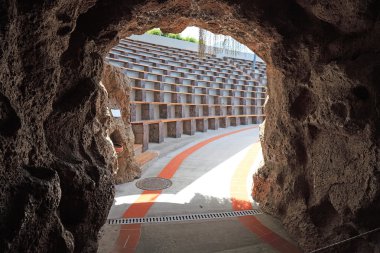 Aqua tiyatro görünümü ile mağara kemer, tenerife, Kanarya Adaları.