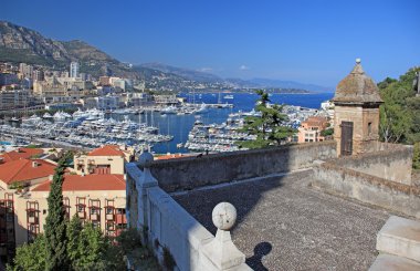 Cityscape view of Monaco principality from old tower high point. clipart