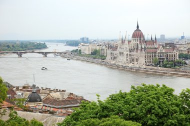 Parliament of Hungary on the riverside of Danube river, Budapest clipart