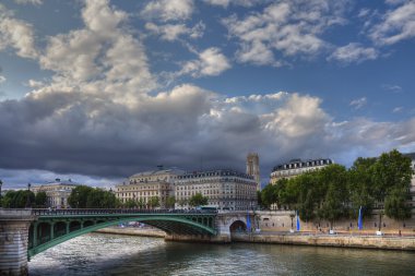 Picturesque Seine during sunset time, Paris. clipart