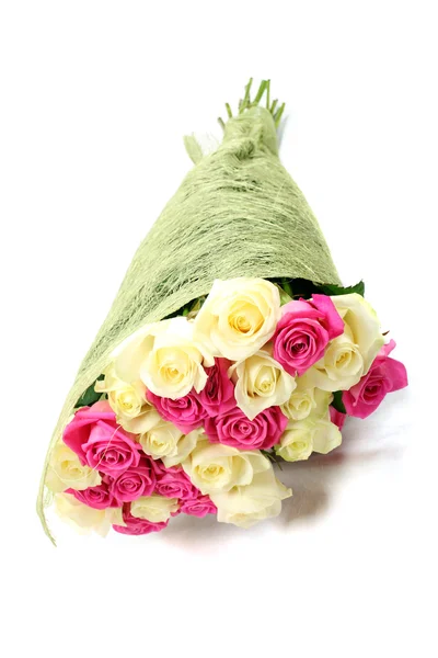 Bouquet of pink and white roses — Stock Photo, Image