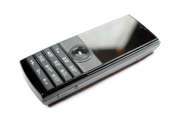 Czarny telefon komórkowy izolowany na białym tle. — Zdjęcie stockowe