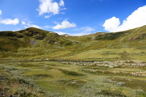 Κοιλάδα βαθιά στα βουνά Νορβηγία, σκανδιναβική Ευρώπη. — Φωτογραφία Αρχείου