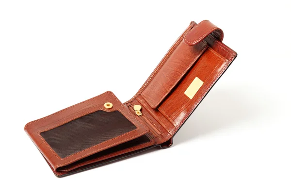 Öppnade plånboken av hög kvalitet läder isolerad på vita bac — Stockfoto