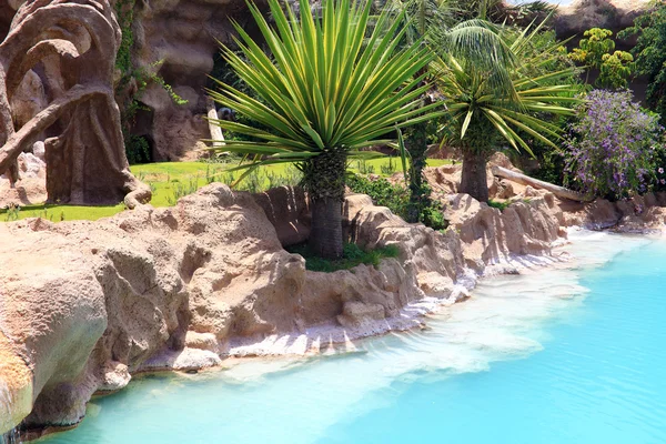Krásný design s bazén a palmy, ostrov tenerife, Kanárské. — Stock fotografie