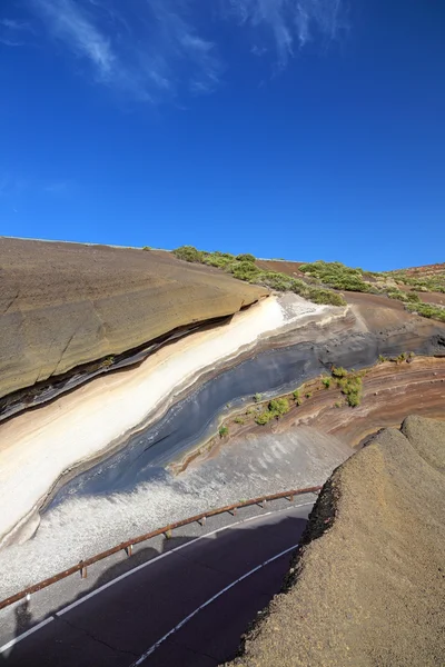 La tarta sedimentu vrstvy oříznutí. El teide sopky národní par — Stock fotografie