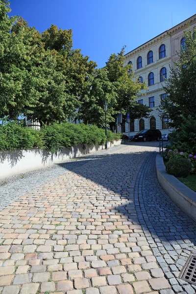 Cobbled walk way in Prague, Czech. — Stock Photo, Image