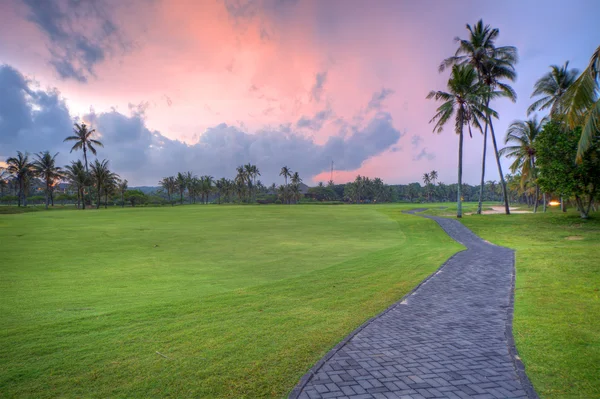 stock image Golf field during sunset time, Bali, Indonesia.