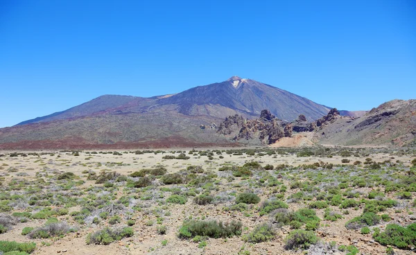 Πανοραμική θέα της ηφαιστειακής έρημο κοντά σε el ηφαίστειο teide, Τενερίφης — Φωτογραφία Αρχείου