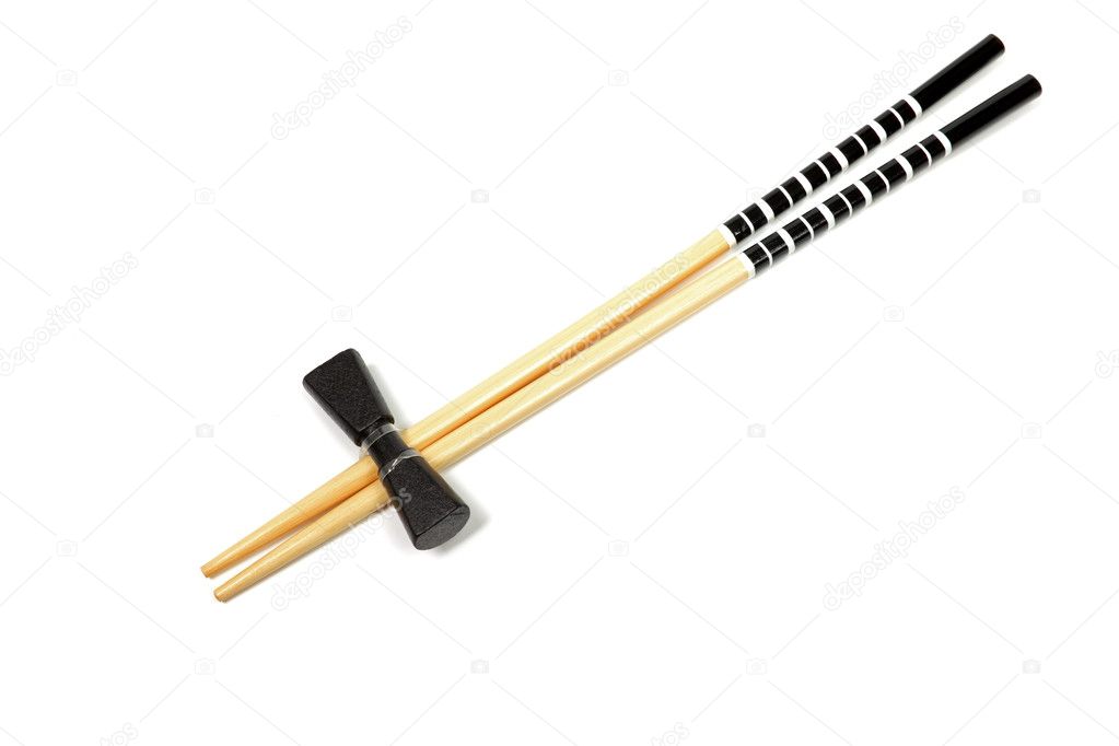 Unused japanese chopsticks isolated on white background.