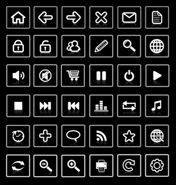 Collection of vector internet icons and buttons. Good for browse clipart