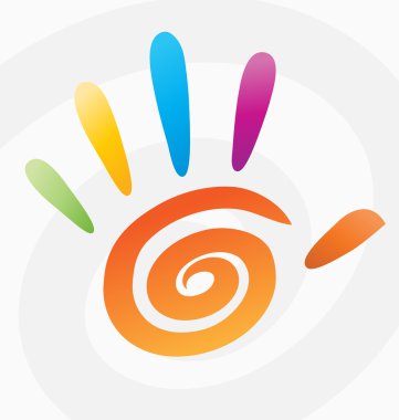 Abstract vector colored spiral hand with fingers. clipart