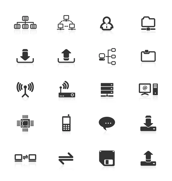 Raccolta di icone di comunicazione della rete di computer vettoriale . — Vettoriale Stock