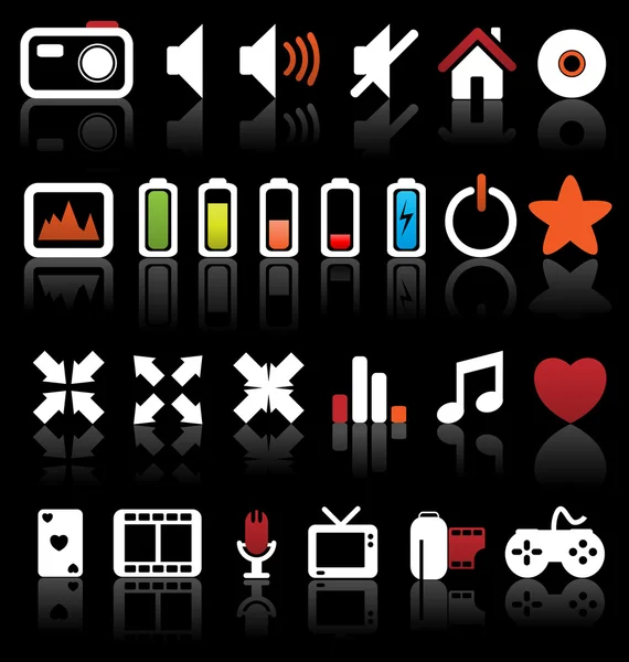 Set von Vektor-Multimedia-Web-Buttons, Symbole. Audio, Video. Foto — Stockvektor