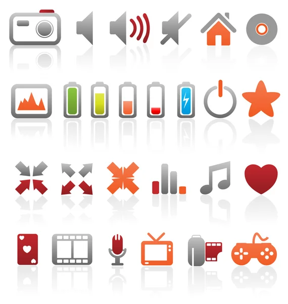 Conjunto de botones web multimedia vectoriales, iconos. Audio, video. foto — Vector de stock