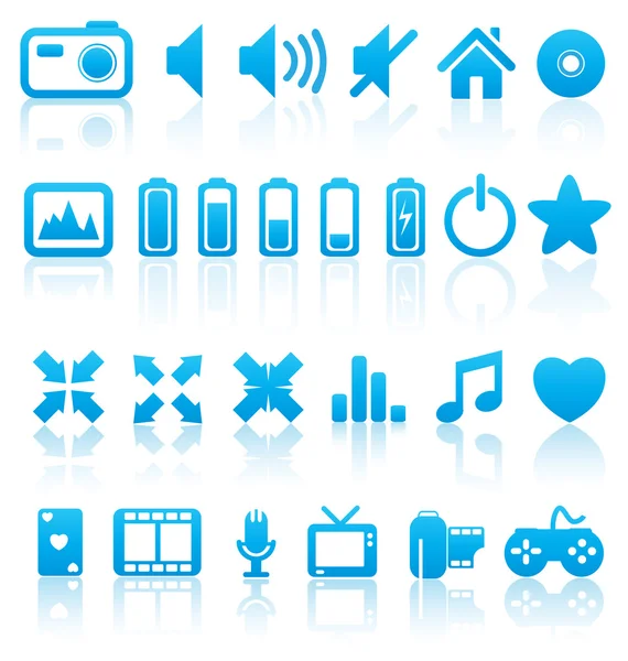 Set of vector multimedia web buttons, icons. Audio, video. photo — Stock Vector