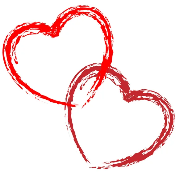 Sevgililer günü kartı illüstrasyonu. Romantik kırmızı kalp şekli vektör dekorasyonu. Kalp ikonu, sembol tasarımı. Grafiksel sanat çifti romantizmi, düğün. Soyut selamlama çizimi. Tutku, evlilik dekorasyonu. İki kalp sevgililer günü kartı. — Stok Vektör