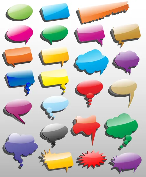Collection of different empty vector 3D shapes of speech bubbles — Stock Vector