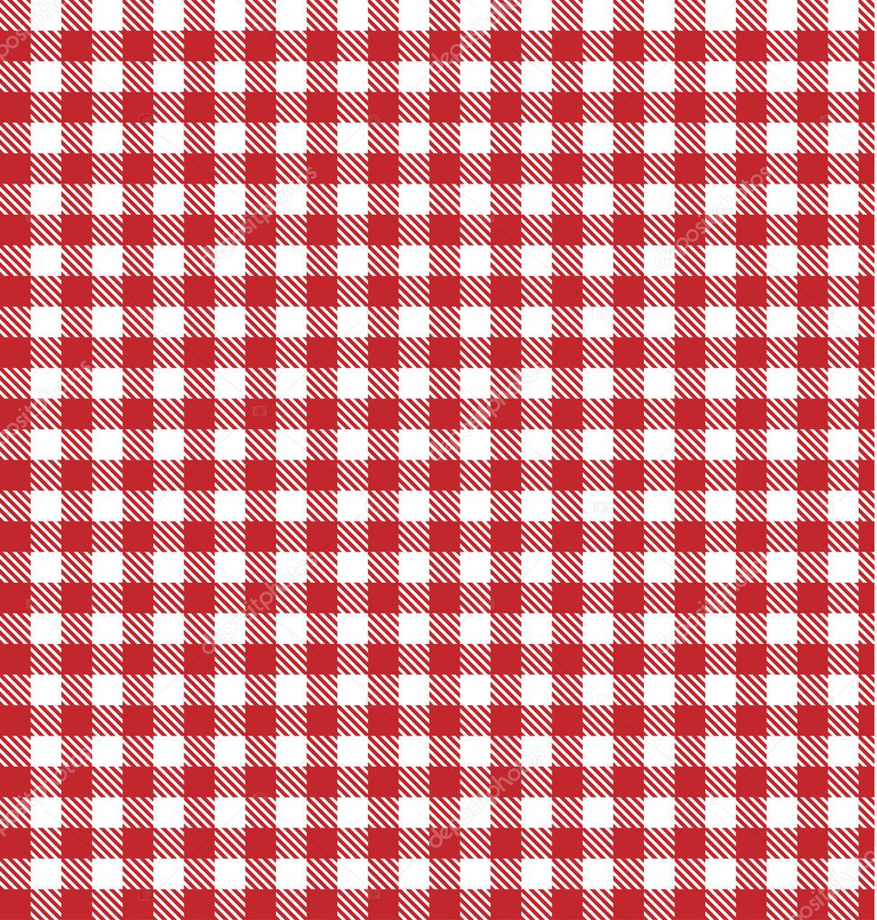 Red vector checkered picnic tablecloth. Good as background or ba