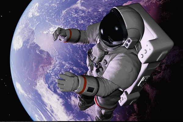 The astronaut on a background of a planet — Stock Photo, Image