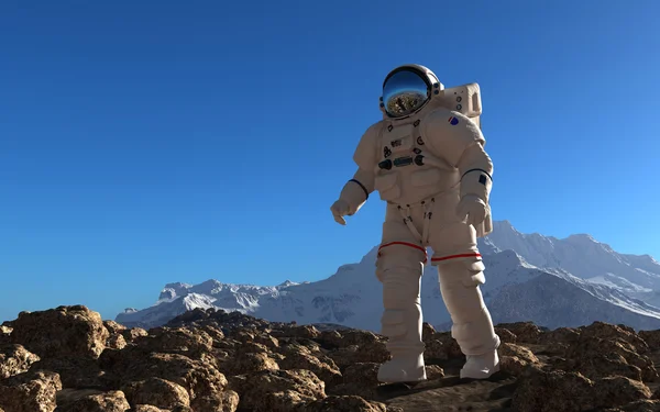Astronaut auf dem Hintergrund des Planeten. — Stockfoto