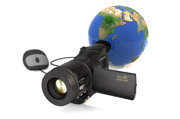 Globe and camera — Stock Photo, Image