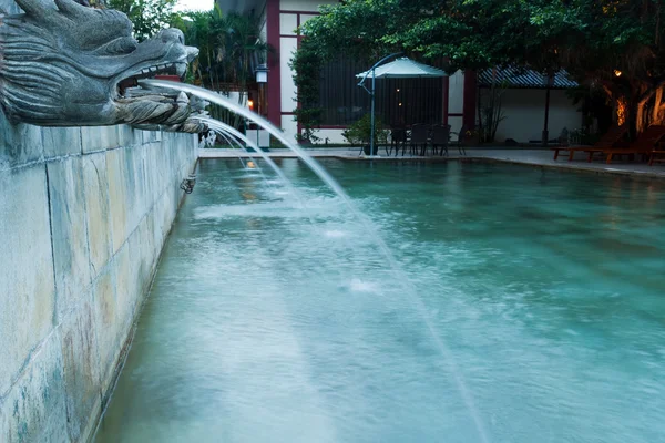 stock image Dragon head by hot spring pool