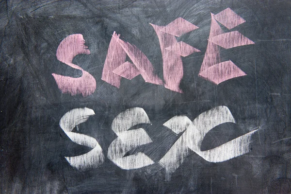 Chalkboard writing - Safe sex — Stock Photo, Image
