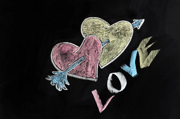 Liefde, harten en pijl — Stockfoto