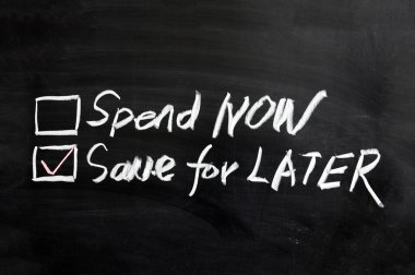 Spend now or save for later clipart