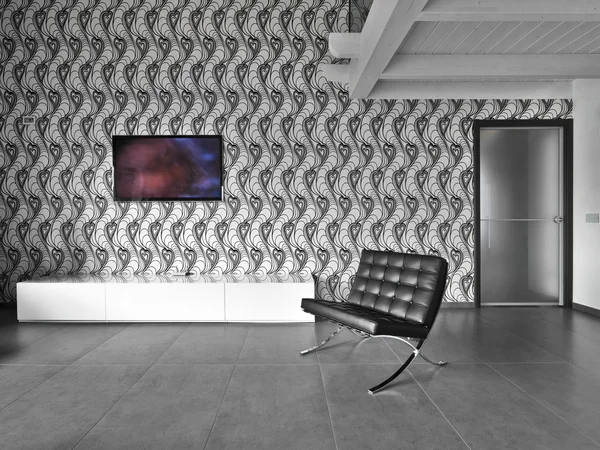 Moderne woonkamer met lederen fauteuil — Stockfoto