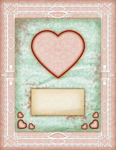 バレンタインの日の愛カード、ビンテージ愛ノート — ストック写真