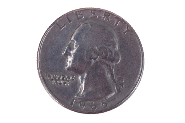 Stock image The American coin in twenty five cents - quarter dollar, 1965