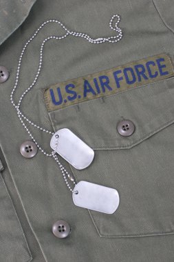 Us air force iniform with blank dog tags clipart