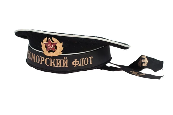 Peakless cap ізольовані на білому тлі. Етикетка - Чорноморського флоту, радянським ВМС. — стокове фото