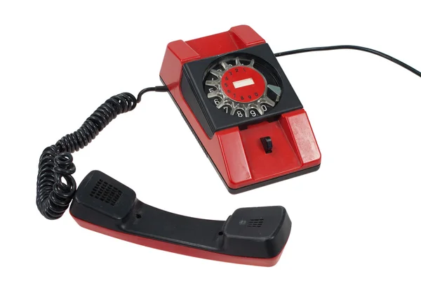 孤立在一张白纸的红色复古电话 — 图库照片