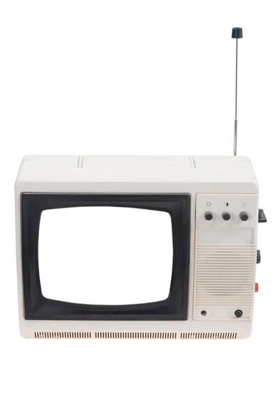 Televisor Vintage con pantalla blanca en blanco aislado en blanco —  Fotos de Stock