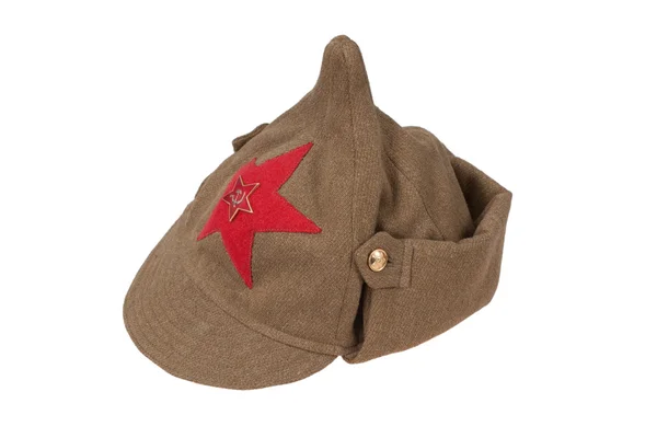 苏联红军帽"新阿佐夫斯克"孤立的白色背景上 — 图库照片