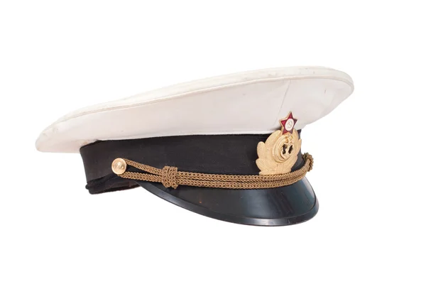 흰색 배경에 고립 된 소련 해군 장교의 모자 — 스톡 사진