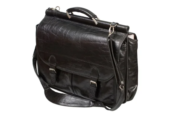 Black leather bag corporate — Stock Photo, Image