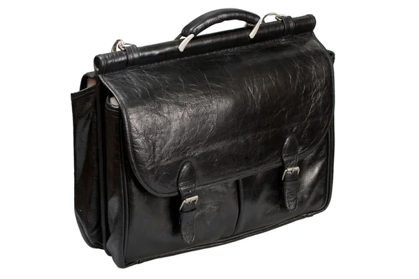Černá kožená taška firemní — Stock fotografie