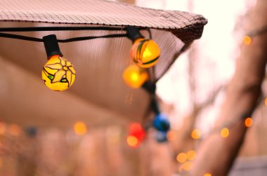 veranda şemsiye ışıkların string