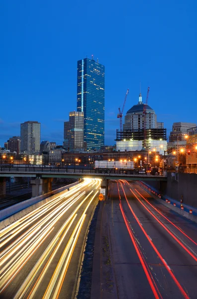 Boston skyline från harborwalk — Stockfoto
