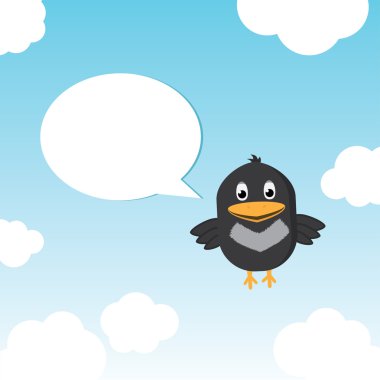 Funny Bird Twitting In The Sky clipart