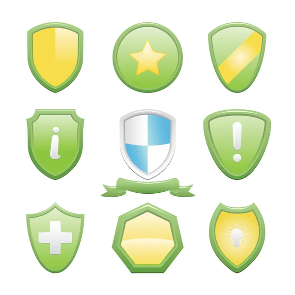 Glossy Shield Icons Set — Stock Vector