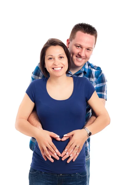 Glückliches schwangeres Paar lächelt — Stockfoto