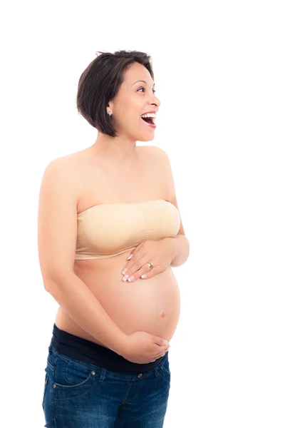 Glada glada gravid kvinna — Stockfoto