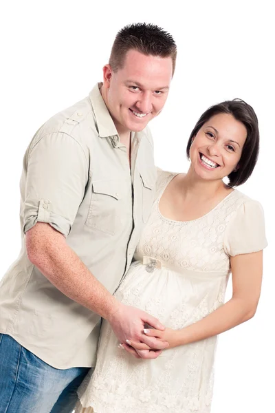 Schöne junge glückliche schwangere Paar — Stockfoto
