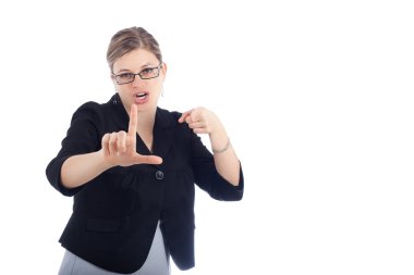 Woman gesture loser sign clipart